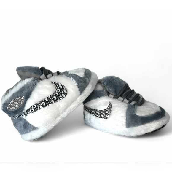 Sneaker Slippers, Gray Jordan 1 Dior Big Kids' & Adult. Fits Up To 11.5m - Picture 1 of 5